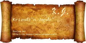 Krizsán Jenő névjegykártya